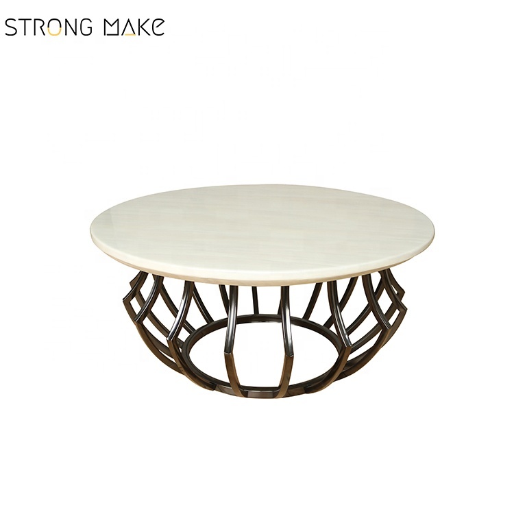 Design d'intérieur en acier inoxydable chromé cadre Artificielle table d'appoint En Marbre table basse