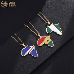 ZHENXI – collier pendentif en acier inoxydable, plaqué or 18K, résistant au ternissement, carte <span class=keywords><strong>africaine</strong></span>, de la malaisie, du Nigeria et du Ghana, pour femmes, 2022 - Product Image 3