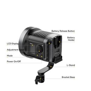 <span class=keywords><strong>Ulanzi</strong></span> ไฟลบข้อมูลภายใน<span class=keywords><strong>120</strong></span> W, ไฟสปอตไลท์<span class=keywords><strong>120</strong></span>แบบไร้สายไฟสอง V-Mount cob 2700K 6500K ไฟสำหรับถ่ายภาพในร่ม - Product Image 1