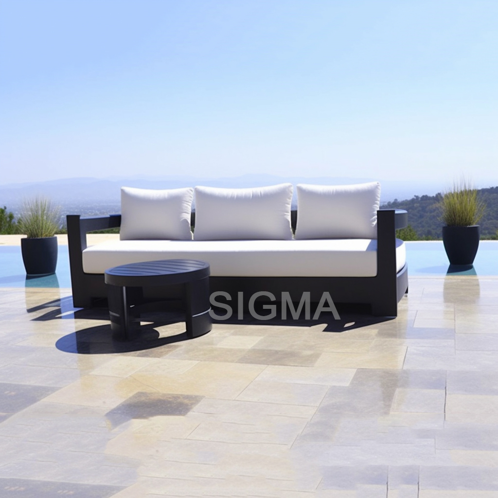 Customized aluminum garden double seats sofa outdoor patio metal aluminum lounge chaise sofa 2 seats