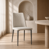 Chaise de salle à manger en acier carbone couleur bronze avec revêtement en similicuir et dossier matelassé pour mobilier de restaurant