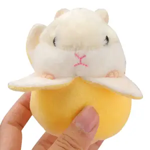 Llavero colgante con forma de hámster de peluche para niños, llavero pequeño de peluche con diseño de ratón de dibujos animados de frutas, para regalo, WJ6747