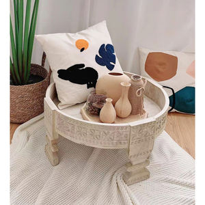 Table basse de rangement INNOVA personnalisable, style marocain moderne, faite à la main, durable, en bois massif blanc rustique, assemblage facile - Product Image 1
