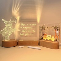 Sunssy Bible verset jésus déco Led veilleuse tableau de notes tableau d'affichage acrylique lampe 3D bois lampe à LED en bois Base de lumière LED