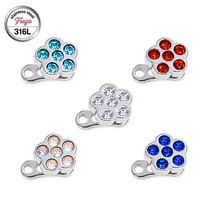 Perhiasan Tindik Dermal Anchor Bunga Freya Stainless Steel Zircon Micro Dermal Anchor Ulir Dalam untuk Tulang Selangka