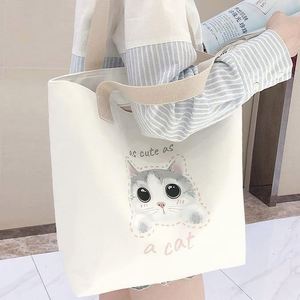 Ins Style Korean Summer Cute Handbag Vertical Environmental <b>Bag</b> Customized Cute Cat Pattern <b>Large</b> Capacity Original <b>Canvas</b> <b>Bag</b> - Product Image 2