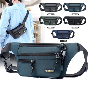 Men's Multi Functional Waist Bag Oxford Cloth Chest Bag For Travel Cycling Sports Gray Green Black Blue Oil Blue - Product Image 1