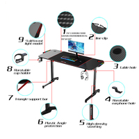 Fabricant chinois, vente en gros de tables de jeu pour ordinateur, table de jeu pour gamer, hauteur réglable, éclairage RGB, bureau de jeu pour PC