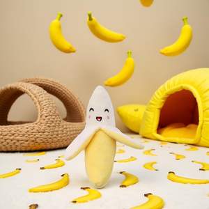 Juguetes de algodón de lujo para perros Squeeze Squeaker Puppy Chew Toy Classic Bananas Design Cute Plush Dog Squeak Toys Suministros para mascotas - Product Image 2