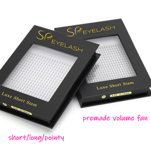 SP EYELASH vente en gros ventilateurs de volume préfabriqués collés à chaud ventilateur de cils préfabriqué à tige courte plate 3D 4D 5D 6D 10D faux vison cils préfabriqués - Product Image 2