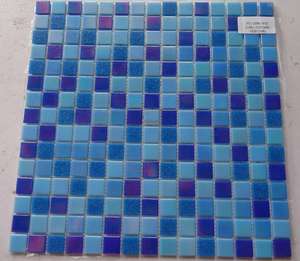 Bleu classique moderne 20x20mm Mosaïques de piscine en verre Carreaux carrés Murs intérieurs Parquet d'hôtel Design Mesh Mounted Outdoor - Product Image 5