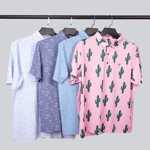 Chemises polo décontractées légères à motif pour hommes de haute qualité respirantes et évacuant l'humidité avec logo personnalisé - Product Image 2