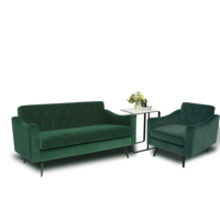 Laynsino Canapé de salon Chesterfield de style européen classique en tissu de velours vert pour la maison