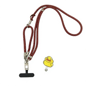 Cordon de cou réglable à carreaux orange et noir personnalisé avec clip métallique pour téléphone portable, sac ou utilisation en extérieur - Product Image 4