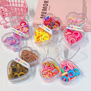 125 Pezzi Elastici <span class=keywords><strong>per</strong></span> <span class=keywords><strong>Capelli</strong></span> a Forma di Cuore in Scatola, Colori Caramella, Fasce Elastiche <span class=keywords><strong>per</strong></span> Bambini - Product Image 2