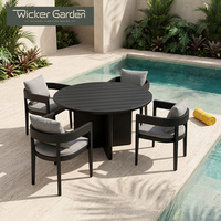 Fauteuil d'extérieur moderne en aluminium avec coussins, chaise de salle à manger de patio, couleur personnalisée, mobilier de jardin en gros