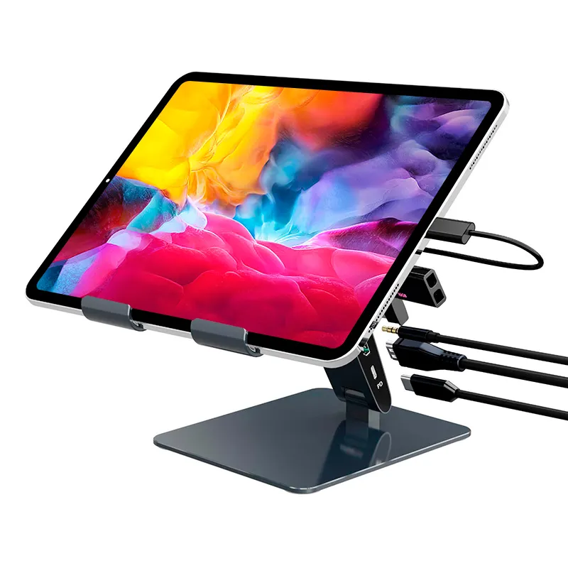 Geili Büros Verwenden Sie einen höhen verstellbaren Aluminium-Smartphone-Falt rotations tablettst änder USB-Hub
