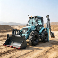 Spedizione Gratuita Escavatore Terna Diesel Euro5 CE EPA 4x4 Piccolo per Giardino e Fattoria, Terna Idraulica Rimorchiabile