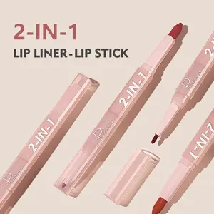 16 warna 2 in 1 halus Makeup Matte lipstik kosmetik krim Lip Liner