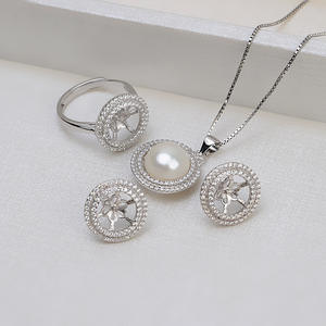 S925 Silver <b>Fine</b> <b>Jewelry</b> <b>Set</b> for Women Personalized Pendant Head Ring with Large Pearl DIY Accessories Semi Finished 1390 - Product Image 2