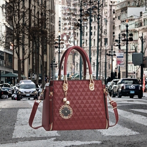 กระเป๋าถือหนัง PU สำหรับผู้หญิงกระเป๋าโท้ทสะพายไหล่ความจุขนาดใหญ่มีซิปปิดแบบทึบพิมพ์ลายจระเข้ - Product Image 3