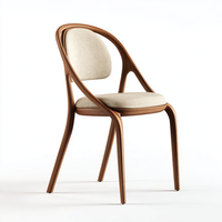 Chaises de salle à manger modernes en bois massif de style européen avec dossier haut et coussin rembourré en laine - Écologiques pour la maison, l'hôtel et la restauration