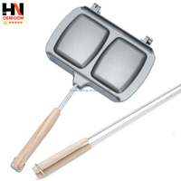 Plaque de cuisson pour sandwichs et toasts, moulée par pressage à chaud, pour camping en extérieur, compatible feu direct, avec clip de fixation pour bord de pot
