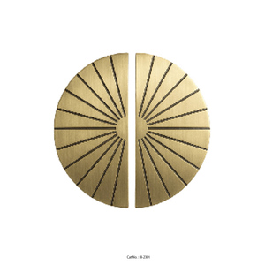 Poignée de tirage ronde décorative en deux parties, finition dorée, design à lignes rayonnantes, bouton de meuble, service OEM - Product Image 3