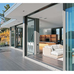 ขายประตูบานเลื่อนกระจกมือสอง โครงอะลูมิเนียม กระจกภายนอก บานพับแบบพับได้ - Product Image 1