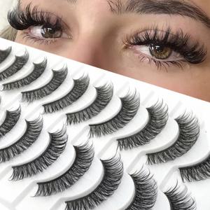 3D 5D 6D Plant Fiber Handmade Natural Long Full <b>Strip</b> False Eyelashes <b>Plastic</b> Cotton Band Private Label - Product Image 6