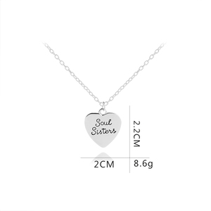 Collar con Colgante ZRM Fashion <span class=keywords><strong>Soul</strong></span> Sister, Diseño de Corazón con Letras 'Best Partner', Estilo Punk, Joyería de Aleación de Zinc para Regalo de Mejor Amiga - Product Image 6