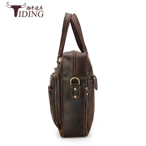 Maletín de Negocios de Cuero Genuino Personalizado de Fábrica, Bolsa <span class=keywords><strong>para</strong></span> Portátil de <span class=keywords><strong>17</strong></span> <span class=keywords><strong>Pulgadas</strong></span> <span class=keywords><strong>para</strong></span> Hombre, Bolsa Suave de Cuero Crazy Horse <span class=keywords><strong>para</strong></span> Viajes de Negocios - Product Image 4