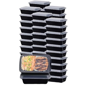 Caja Rectangular Desechable para Comida para Llevar, de Polipropileno Negro, Moldeada por Inyección, con 3-5 Compartimentos, Ecológica, para Restaurantes - Product Image 1