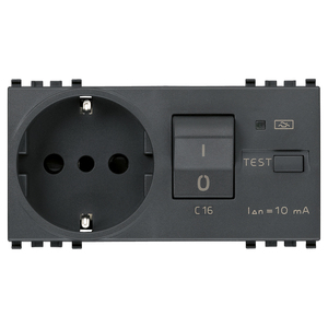 เต้ารับไฟฟ้า 2P+T 16A C16 แบบเปิด-ปิด พร้อมเตสเตอร์ สีเทา - Product Image 1