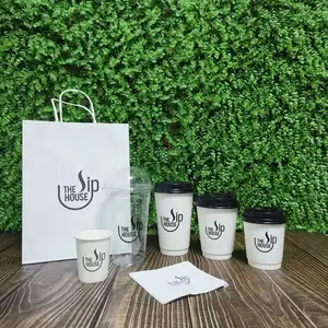 AT PACK Custom Single Wall Coffee Shop 12OZ 16OZ 24OZ Plastic Cup With Lid And Straw Disposable For Coffee Iced Coffee PACK