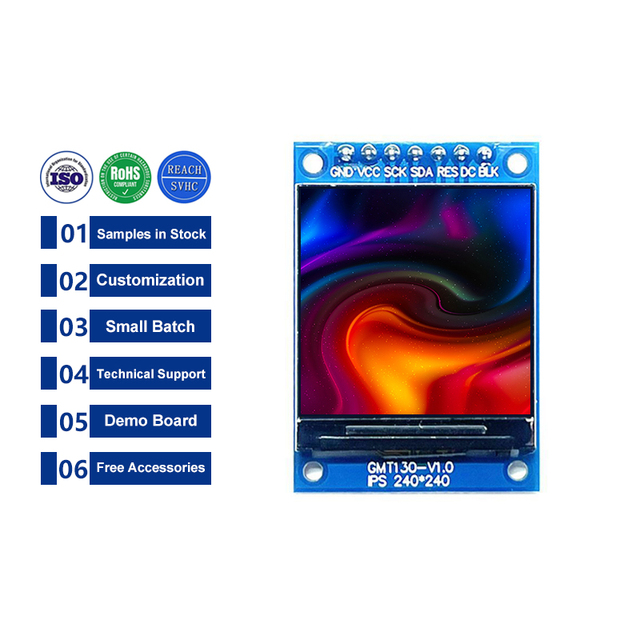 Factory Offer 1.3 Inch 240*240 Square 4Wire SPI Interface IPS TFT LCD Serial Module Screen Display ST7789 with Adapter PCB Board