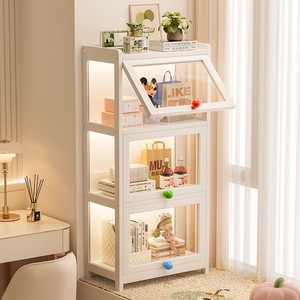 Vitrine de présentation moderne et minimaliste style crème, inspirée de la dopamine, avec poignée de tirage, en <span class=keywords><strong>bambou</strong></span>, anti-poussière, pour rangement de jouets - Product Image 2