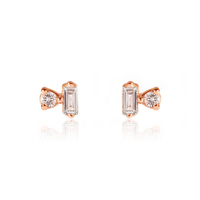 Mini goujons de baguette simples en argent sterling 925 avec diamants