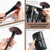 Ensemble de 32 pinceaux de maquillage noirs, haute qualité, Logo personnalisé professionnel, ensemble de 32 pinceaux de maquillage avec sac
