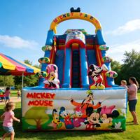 Toboggan gonflable géant sur le thème de Mickey Mouse, en PVC, respectueux de l'environnement, pour enfants, de qualité commerciale, pour jeux en plein air