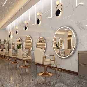 K Modern LED <b>Vanity</b> Mirror Round <b>Makeup</b> Mirror Black Frame Beauty Salon Mirror - Product Image 3