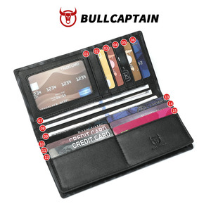 BULLCAPTAIN Custom European Fashion Business Lattice Bifold Slim <b>Long</b> RFID Blocking <b>Wallet</b> Card Holder Money Purse - Product Image 3