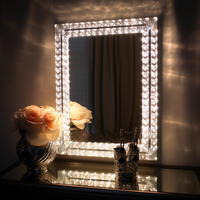 Miroir de courtoisie rectangulaire moderne à LED avec éclairage tactile, cadre en acier inoxydable, design en cristal pour salle de bain