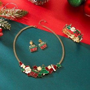 Phụ nữ giáng sinh trang sức đặt Santa Claus giáng sinh cây quà tặng bông tai vòng cổ vòng tay dễ thương phim hoạt hình kỳ nghỉ tiệc kỷ niệm - Product Image 2