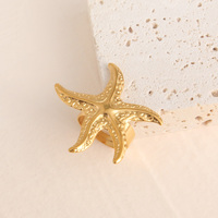 Bague série océan femmes en acier inoxydable étoile de mer ouverte or 18 carats PVD pendentif anneaux sans ternissement bijoux de plage