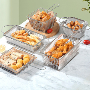 Multi French Fries Basket with Handle Restaurant Kitchen Frying Strainer <strong>Chicken</strong> Snack Chips Iron Metal Wire <strong>Mesh</strong> Colander - Product Image 2