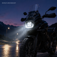 Phare de moto Z04 5 LED avec lentille DRL en forme de U, projecteur fumé, lampe avant pour moto et scooter – Amélioration