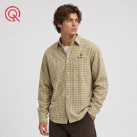 Chemise à carreaux vintage personnalisée à prix abordable pour homme, coupe décontractée, manches longues avec logo brodé sur la poitrine, style urbain quotidien