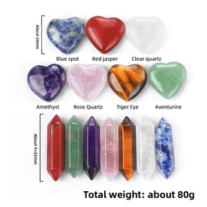 Pierre de Yoga en Cristal <span class=keywords><strong>Semi</strong></span>-Précieux Brut Poli en Forme de Cœur, Colonne Hexagonale à Double Pointe Sept Pulsations, Coffret Cadeau Coloré - Product Image 4