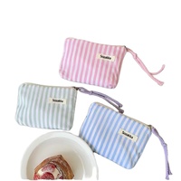 Tas Kosmetik Perjalanan Portabel Fashion Kustom untuk Wanita, Tas Penyimpanan Lipstik Kecil dengan Ritsleting, Pegangan Lembut, Dompet Koin dari Kanvas Katun